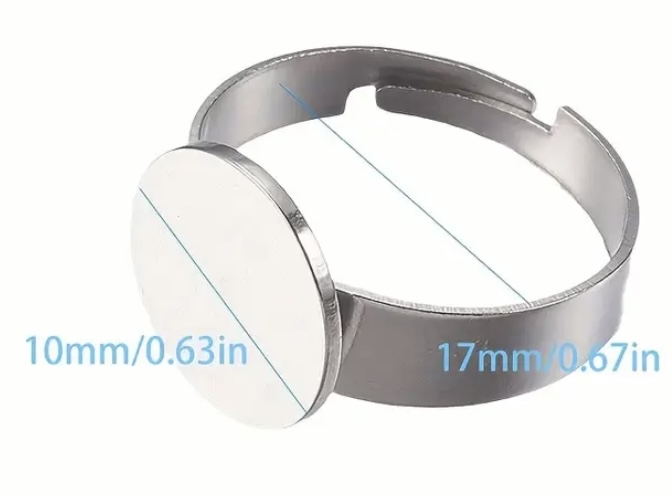 Verstelbare  ring 17mm RVS met plakvlak 10mm