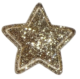 Applicatie glitter ster 21mm, lichtgoud