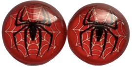 12 mm glascabochons Halloween spin in web, per 2 stuks
