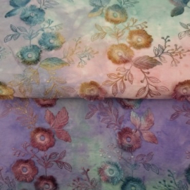 Katoen: Tie & Dye embroidery (Stenzo), per 25 cm