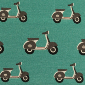 French terry tricot: Retro scooter mint (Swafing) , per 25 cm