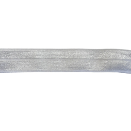 Elastisch biaisband/vouwtres wit shiny/mat 20 mm per 0,5 meter