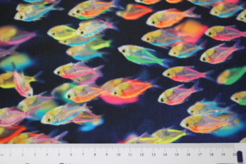 Soft shell digital print: neon fish (qjutie) per 25 cm