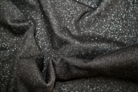 Zwart met zilver glitter boordstof Glamour. Rondgebreid 47 cm. Per 25 cm