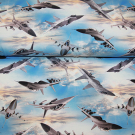 Digitale print tricot: FIGHTER JETS, per 25 cm