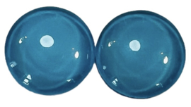 Glas cabochons 12 mm licht petrol blauw: per 2 stuks