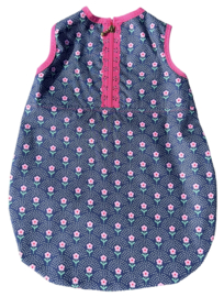 Slaapzak babyborn blauw met bloemetje