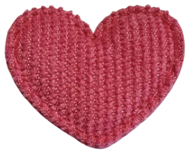 Applicatie hart rib roze 35x30 mm, per stuk