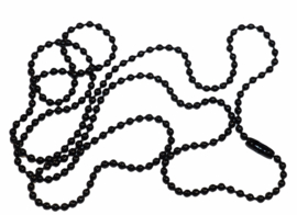 Zwarte bolletjes ketting 70cm lengte. 2,4mm