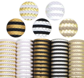 5x PU leer A5 lapjes; zwart-goud-wit-zilver