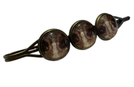 12 mm glas cabochon mauve/goud/bruin, per 2 stuks