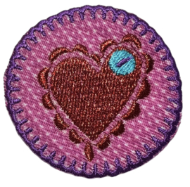 Applicatie hart op roze button, 50 mm