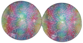 12 mm glascabochon multi color, per 2 stuks