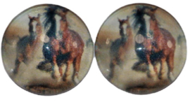 Glas cabochon 12mm paarden: per 2 stuks