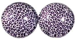 12 mm glascabochon panter lila, per 2 stuks