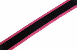 'Broek' streep: zwart-neon roze +/-25mm, per 0,5 meter