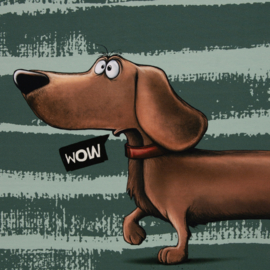French Terry paneel: Emerald Dachshund Berny by Thorsten Berger, 80x150 cm