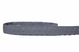 Elastische biaisband met schulprandje (vouwkant) grijs 10mm per 0,5 meter