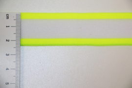 'Broek' streep: wit-neon geel +/-25mm, per 0,5 meter