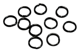 Ringetjes 5 mm met opening zwart, per 10 stuks