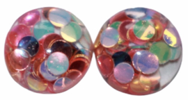 Flatback cabochon glitter confetti 12 mm, per 2 stuks