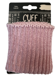 Cuff/ boord uni rib lichtroze met glittertje