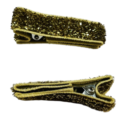 Alligator haarclipje glitter goud 35 mm, per stuk