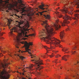 Tricot Tie-Dye Burn-out Elisa bordeauxrood/oranje, per 25 cm