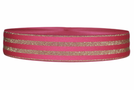 Elastiek lurex fuchsia goud 40 mm per 0,5 meter