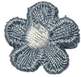 Bloemetje 17mm geborduurd jeansblauw-wit