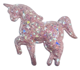 Unicorn applicatie glitter 60x55 mm lichtroze