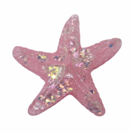 Flatback: Glitter zeester roze 25x24 mm