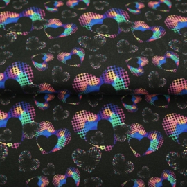 French terry tricot digitale print: Disco hearts (Stenzo) per 25 cm