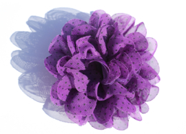 Stoffen bloem paars met zwart stipje 9 cm
