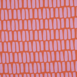 Gecoate katoen: Stripes oranje/roze, per 25 cm
