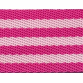 Tassenband roze/wit 50mm, per 0,5 meter