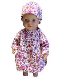 Setje: ballonjurk gebloemd met mutsje My little baby born