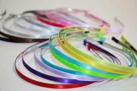 Haarband 5mm metaal met satijnlint diverse kleuren
