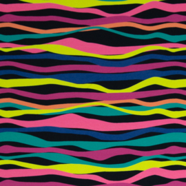 Tricot: Ben waves black/ multi color (Swafing), per 25 cm