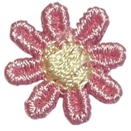 Kanten bloemetje roze/lichtgeel 15mm