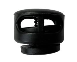 Koordstopper zwart 2-gaats 17x15 mm