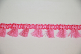 Roze/lichtoze kwastjesband 15mm, per 0,5 meter