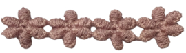 Kanten bloemetjes oudroze 13 mm, per 4