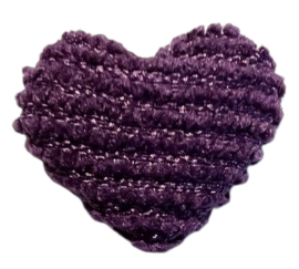 Rib hartje met spiegeltje op achterzijde 16x16 mm, paars