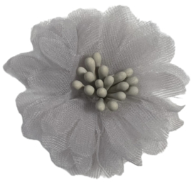Chiffon bloem 4 cm lichtgrijs