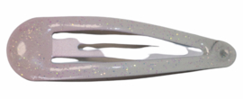 Klik klak haarspeldje wit-lichtroze met glittertje 5cm, per stuk