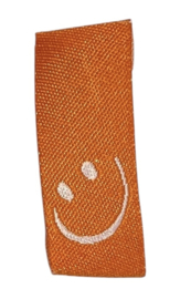 Labeltje geweven smile oranje 40x15 mm