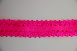 Elastisch kant neon roze 20 mm per 0,5 meter