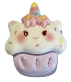 Flatback unicorn cupcake lila 21x23 mm