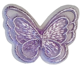 Vlinder dubbel, geborduurd 42x50 mm lila